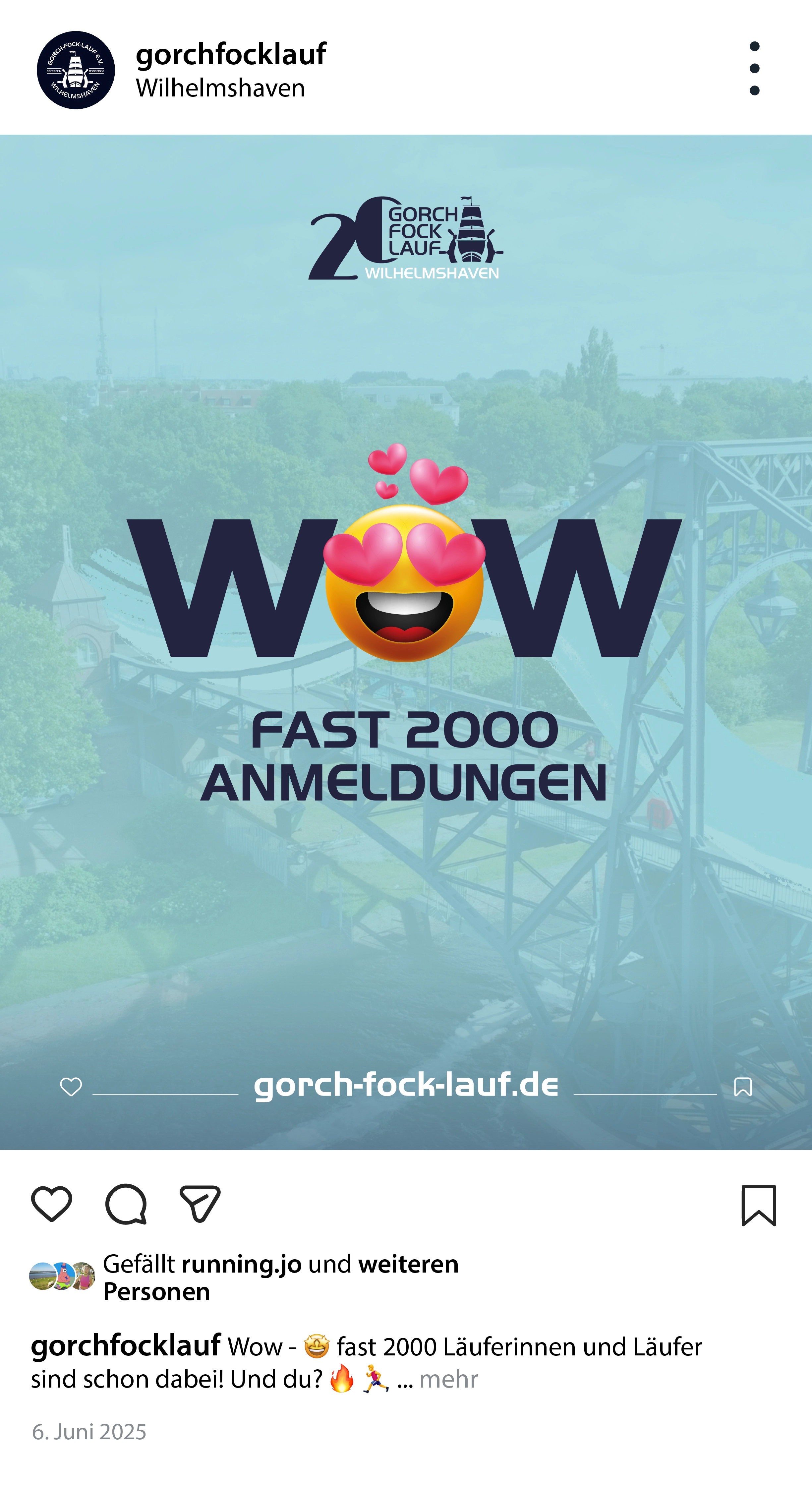Instagram-Beitrag des Gorch-Fock-Laufs