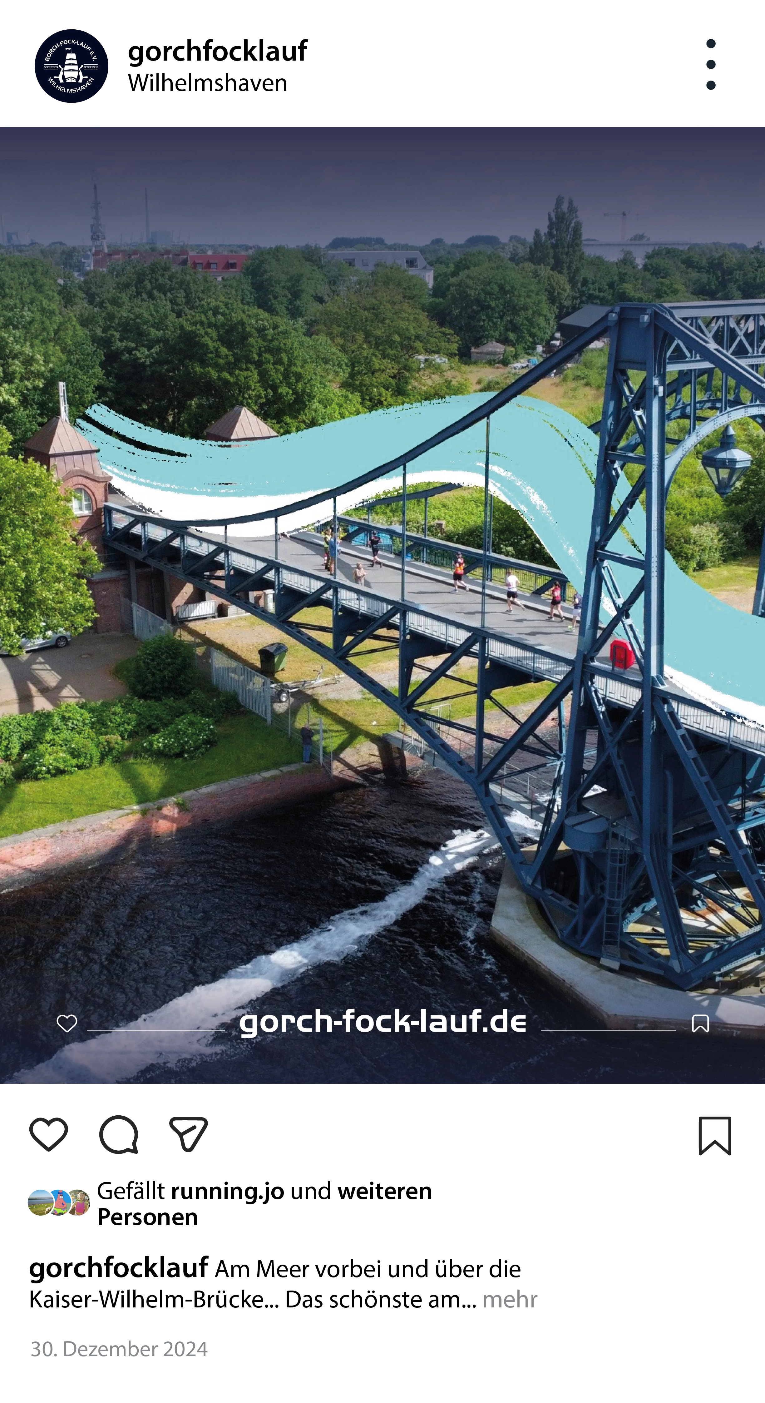 Instagram-Beitrag des Gorch-Fock-Laufs