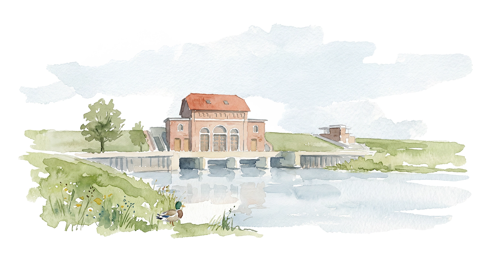 Aquarellillustration einer regionalen Landschaft